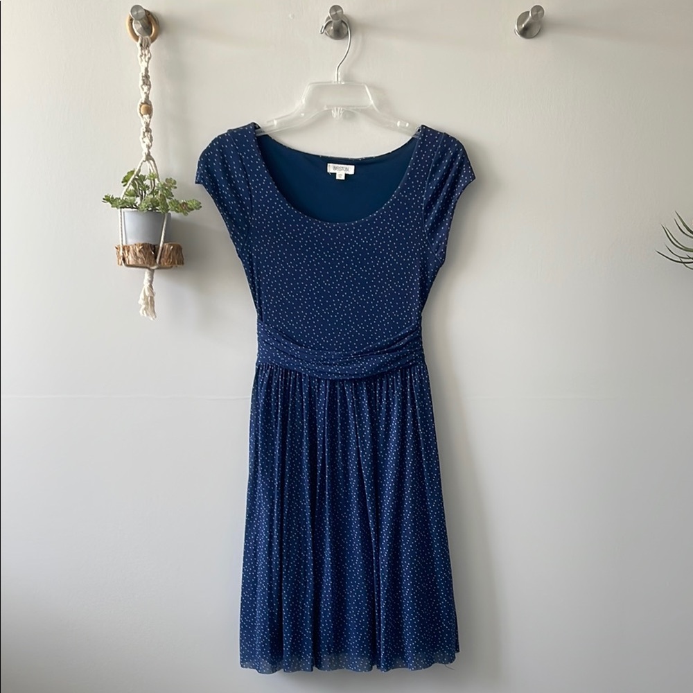 Anthropologie Elegant Blue Cap Sleeve Dress